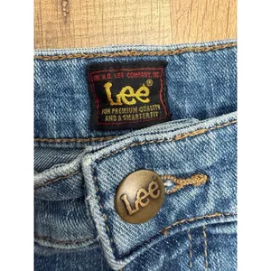 Lee High Rise Wide Leg Cuffed Jeans Women's Size 8‎ Long Light Wash Denim thumbnail 5
