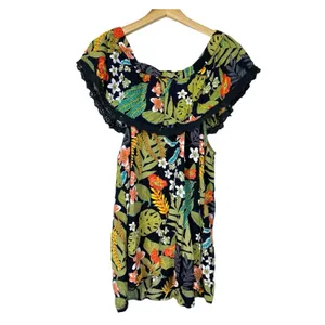 Angie Women Floral Off Shoulder Top Plus Size 1X Crochet Tropical Boho Colorful‎ thumbnail 2
