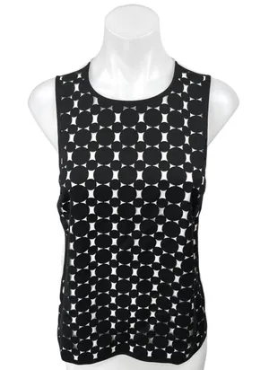 Club Monaco Black White Wool Polka Dot Sleeveless Blouse Tank Top Size XS thumbnail 1