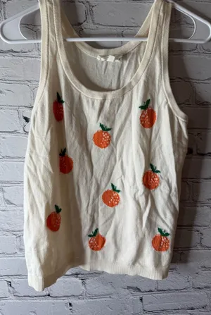 Lou and grey for Loft Cream Knit Tank with Orange Fruit Knit Motif small thumbnail 1