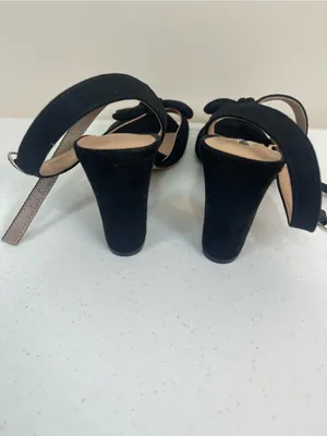 Madden Girl Black Suede Floral Open-Toe Slingback Heels thumbnail 4