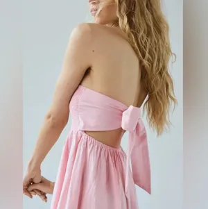 Urban Outfitters Pink Strapless Smocked Mini Dress thumbnail 2