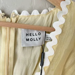 Hello Molly long sleeve sheer mini dress yellow large 8 NWT thumbnail 7