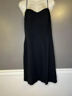Vintage Joseph Ribkoff Dress Womens 12 Black Sweetheart Slip Spaghetti Strap thumbnail 3