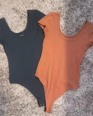 American Eagle Body Suits Ribbed Scoop Neck Short Sleeve Bundle Small 2 Pc thumbnail 1