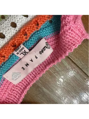 Crave Fame XL Rainbow Chevron Crochet Knit Mini Dress thumbnail 5
