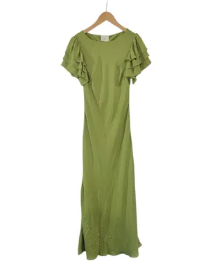 NWT Few Moda Leonor Maxi Dress size Large L clover green flutter sleeve o.p.t thumbnail 3