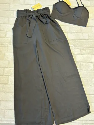 High-Waist Paperbag Wide-Leg Pants and Top 2 piece set thumbnail 1