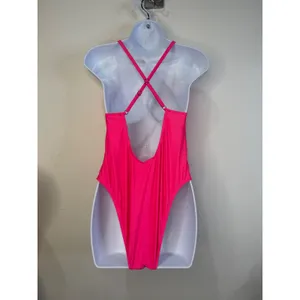 Cupshe Neon Pink V-Neck One Piece Swimsuit High Cut Open Back L DAA12E3H001DD thumbnail 2