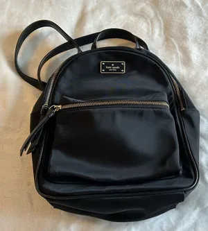 Kate Spade black mini nylon backpack gold hardware front pocket adjustable strap thumbnail 1