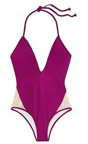 VS Pink One Piece Swimsuit Beach 1 S M L Plunge v6x thumbnail 1