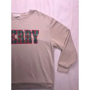 State of Mine Merry Plaid Graphic‎ Sweatshirt Womens XL Tan Christmas Pullover thumbnail 3