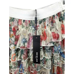Beulah Style‎ Floral Mesh Tiered Ruffle Skirt L NWT Romantic Cottagecore thumbnail 5