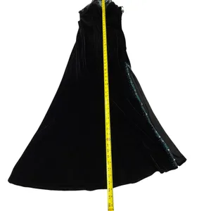 Vintage Black Velvet Evening Gown with Beaded High Neck and Mesh Detailing thumbnail 5