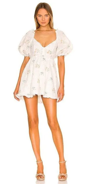For Love and Lemons Yolanda Mini Dress in White Large thumbnail 1