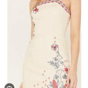 Shyanne Cream Mini Dress with Red & Blue Floral Embroidery thumbnail 2
