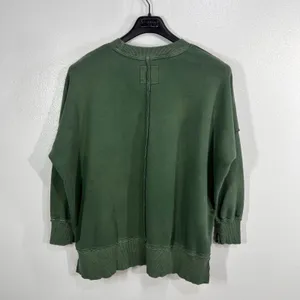 Aerie Distressed Oversized Sweatshirt Women's‎ S/P Olive Green Crewneck Pullover thumbnail 2