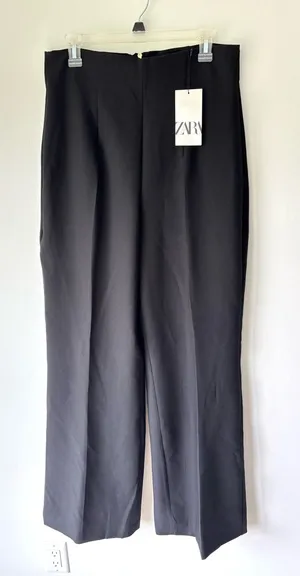 Zara Black High Waisted Wide Leg Trouser Dress Pants Business Professional Work thumbnail 1