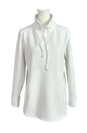 Jones New York Signature White w/ Ribbed Detail Funnel Neck Pullover Size Small thumbnail 1