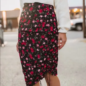 NWOT FOR LOVE & LEMONS Molly Skirt Floral Rose Ruched thumbnail 5