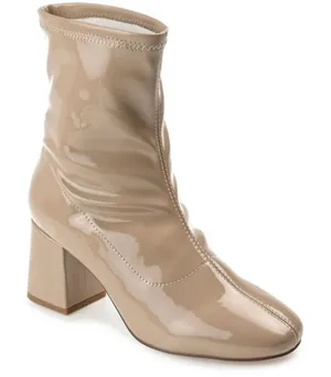 Journee Collection Reice Square Toe Block Heel Bootie Tan Size‎ 6.5 NWOB thumbnail 1