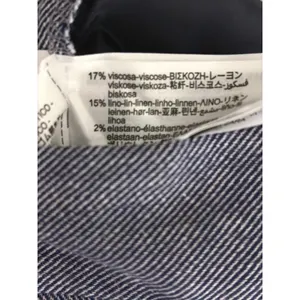 Zara Blue Linen Blend High Waist Straight Leg Trouser Pant Sz Large Minimalist thumbnail 6