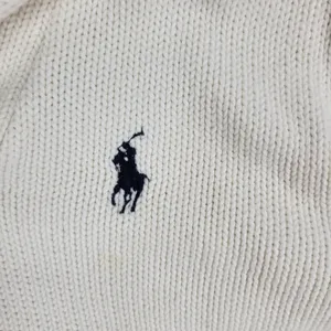 Ralph Lauren Sport Shawl Collar Sweater Womens Small White Preppy Blue Pony thumbnail 9