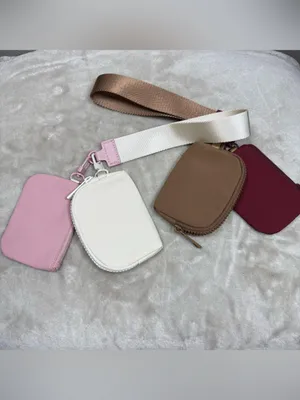 Pink & Cream Mini Zip Pouch Set with Wrist Strap thumbnail 3