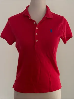 Ralph Lauren Vintage Slim Fit Polo Shirt | Size: M | Red thumbnail 4