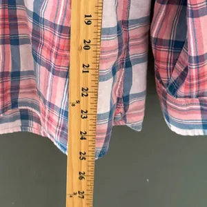 LL Bean Womens XL Pink Blue Plaid Cotton Button Down Shirt Long Sleeve 282506 thumbnail 8