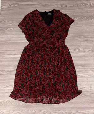 Bardot Black with Red Ditsy Mini Dress thumbnail 1
