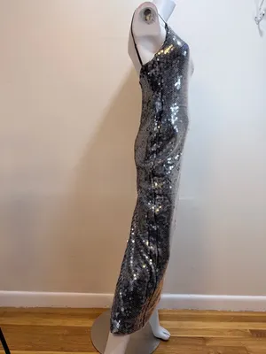 Drapey Shimmering Sparkle Metallic Sequin Corey Slip Dress Ever New Sz 0 thumbnail 10
