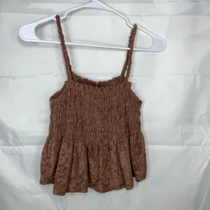 NEW SO women’s brown soft stretch elastic stretch loose hem‎ cropped tank summer thumbnail 5