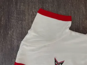Forever 21 Graphic Cropped White Baby Tee with Red Trim thumbnail 4