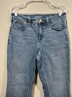 J. Crew Demi Boot Cut Cropped Raw-Hem Jeans in Medium Blue Size 29 thumbnail 2