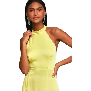 Lulus Women’s Open Back Yellow Halter Dress Size Medium thumbnail 6