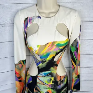 Jovani Womens size 0 Designer Cutout Prom Evening Miami Colorful Maxi Dress Rare thumbnail 4