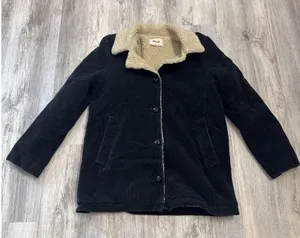 Rolla's Navy Blue‎ Corduroy Sherpa Lined Jacket Womens Size 8 Small Button Front thumbnail 1