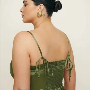 reformation Marguerite Silk Dress leaf green size 14 UB thumbnail 2