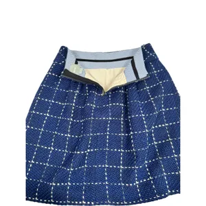 Maeve Anthropologie Blue Grid‎ Wool Blend Mini Skirt Size 4 Windowpane A-Line thumbnail 5