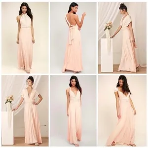 Lulus Tricks of‎ the Trade Blush Pink Convertible Maxi Bridesmaid Dress Size L thumbnail 3