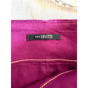 Anthropologie Maeve The Colette Pants Women 6 Magenta Linen Wide Leg Cropped thumbnail 6