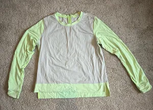 Lululemon Women's Long Sleeve Top - White and Light Green thumbnail 1