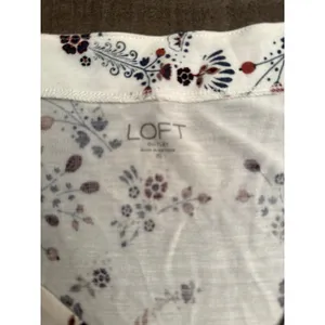 Loft Outlet‎ Women's White brown Blue flowers Quarter Sleeve Rayon Top Size XL thumbnail 5