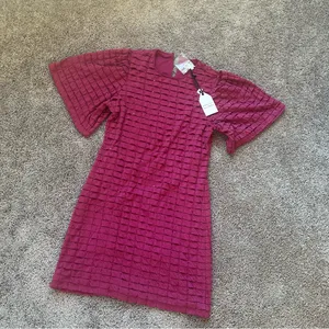 English Factory Fuchsia Textured Mini Dress thumbnail 2