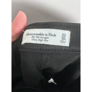Abercrombie & Fitch Mixed Media Jeans Women 33/16S Black Faux Leather Edgy thumbnail 8