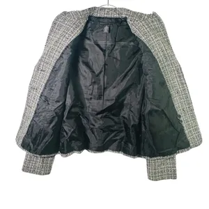 Apostrophe Wool Blend Tweed Blazer Jacket‎ Black White Fringe Trim Size 8 Office thumbnail 8