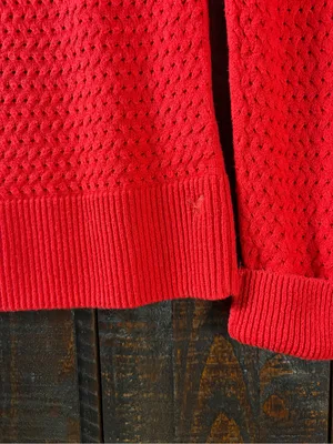American Eagle Red Open Knit Sweater XS thumbnail 2