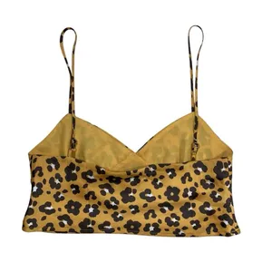 Urban Outfitters 4SI3NN4 Mustard Brown‎ Leopard Print Spaghetti Strap Crop Top S thumbnail 2