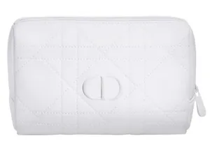 Christian Dior Quilted Cosmetic Makeup Zipper Bag Pouch Clutch - White thumbnail 1